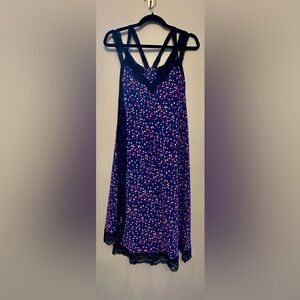 Koche Paris Slip Dress Size EU 34 (XS/S)-Lace Trim Purple with Polka Dots